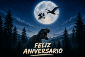Feliz anivesario Parque Jurásico y ET el extraterrestre.